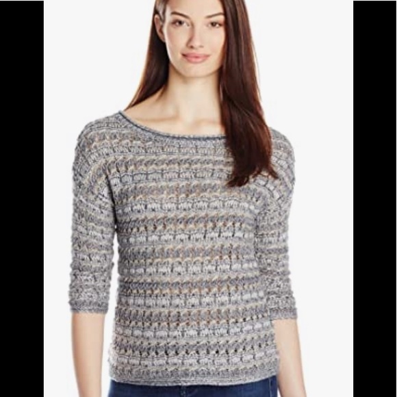 COPY - Lucky Brand Metallic 3/4 Sleeve Sweater Gray Lg - Picture 5 of 5